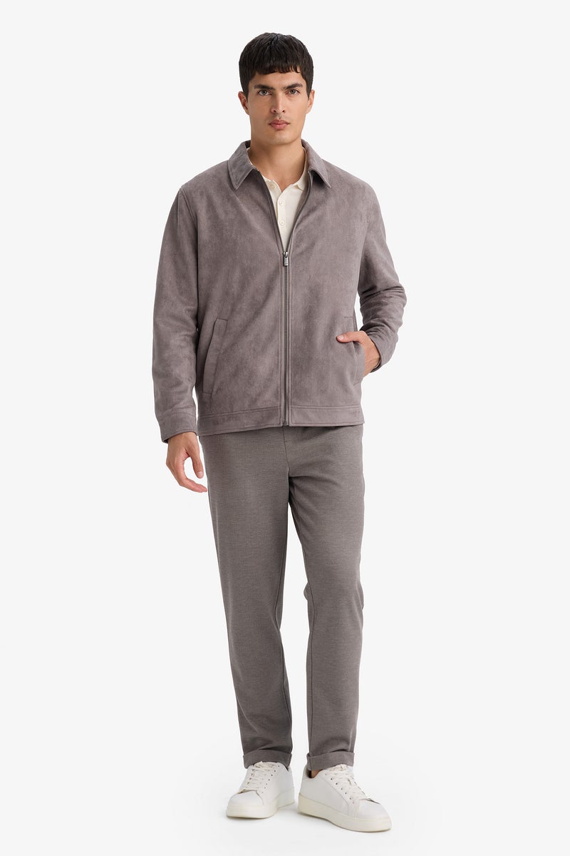 DeFacto Grey Man Tailored Fit Double Hem Trousers Casual - Image 1